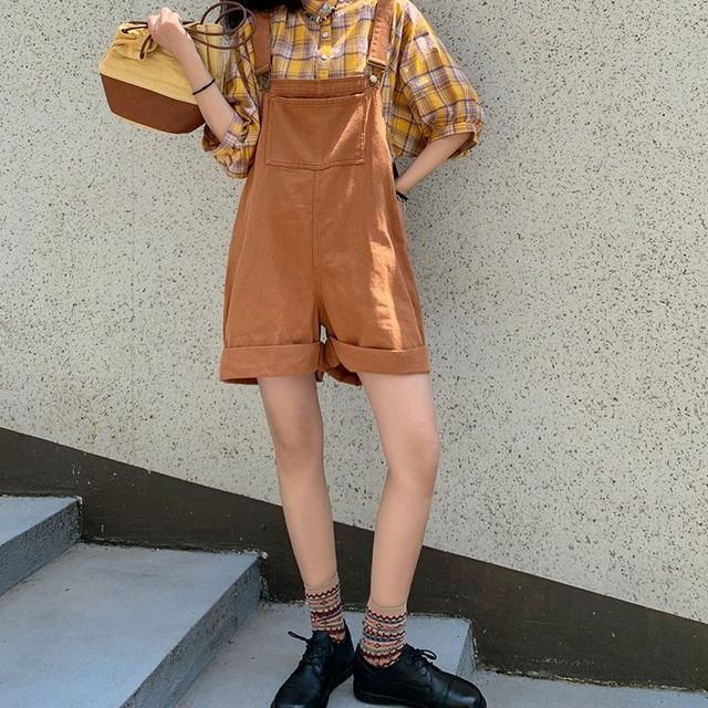 Women BF Style Cute Suspender Chic Wide-leg Summer Fashion Preppy Girls Denim Romper