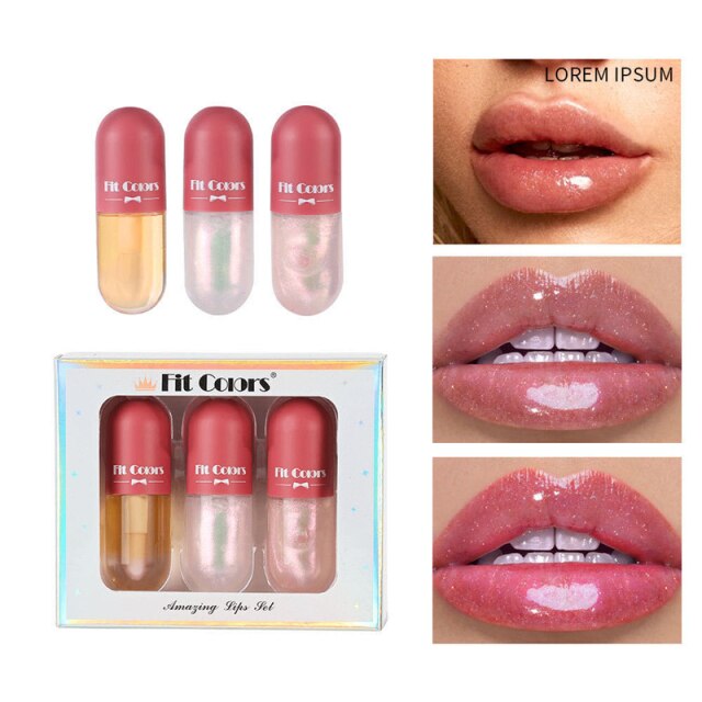 Crystal Jelly Lip Gloss Capsule Lip Plumper Oil Shiny Clear Lip