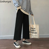 Women Summer Ankle-length Loose Wide Leg Elastic High Waist Oversize