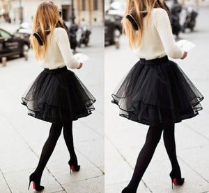 Mini short Puffy Black tulle Skirt With Ruffles Fashion