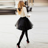 Mini short Puffy Black tulle Skirt With Ruffles Fashion