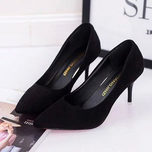 Plus Size OL Office Lady Shoes Faux Suede High Heels