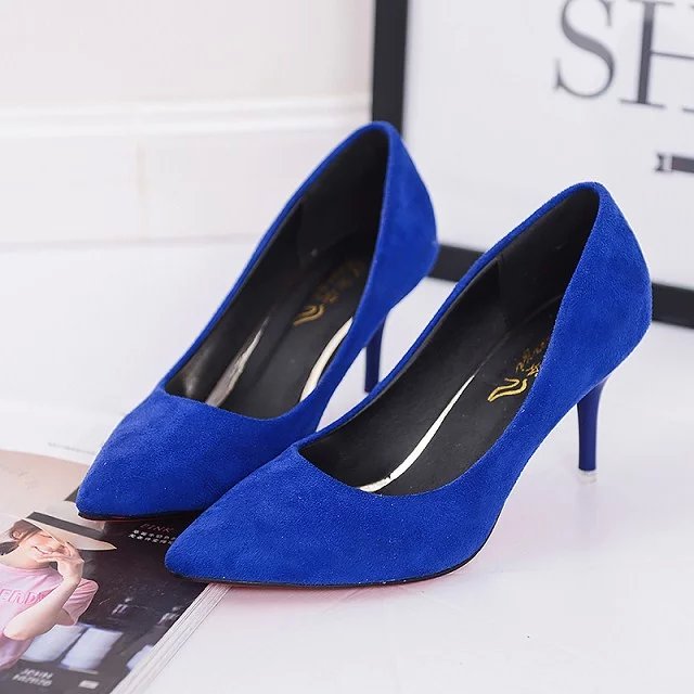 Plus Size OL Office Lady Shoes Faux Suede High Heels