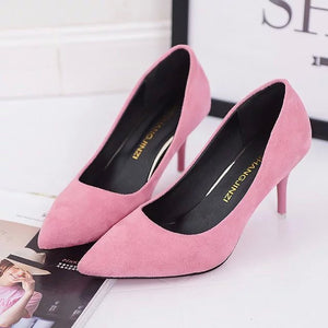 Plus Size OL Office Lady Shoes Faux Suede High Heels