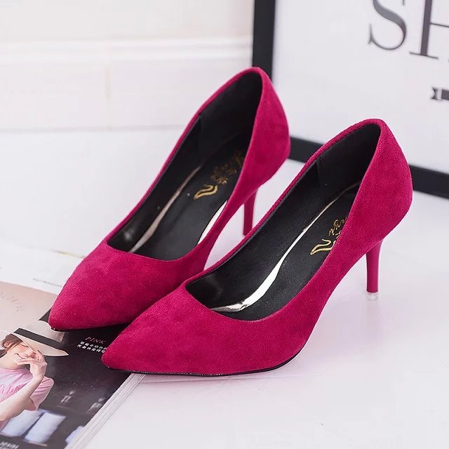 Plus Size OL Office Lady Shoes Faux Suede High Heels