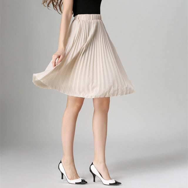 High Waist Pleated Skirt Women