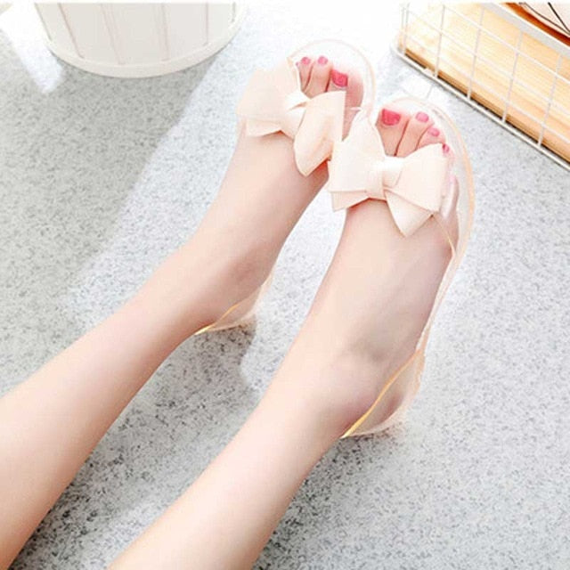 Sweet Bowknot Women Sandals Summer Jelly Shoes