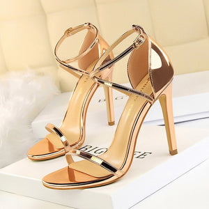 New Women Sandals Patent Leather Women High Heels Shoes