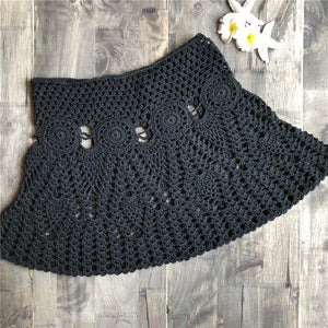 Sexy summer crochet swimwear floral mini skirt
