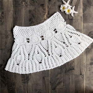 Sexy summer crochet swimwear floral mini skirt