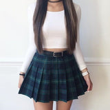 Pleated skirt plaid skirt women's summer high waist college wind wild skirt