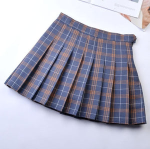 Pleated skirt plaid skirt women's summer high waist college wind wild skirt