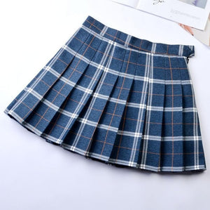 Pleated skirt plaid skirt women's summer high waist college wind wild skirt