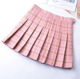 Pleated skirt plaid skirt women's summer high waist college wind wild skirt