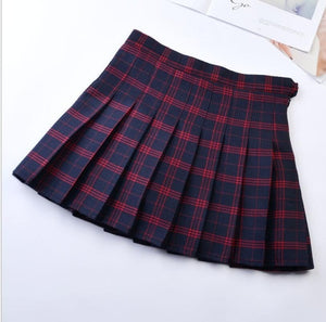 Pleated skirt plaid skirt women's summer high waist college wind wild skirt