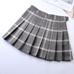 Pleated skirt plaid skirt women's summer high waist college wind wild skirt