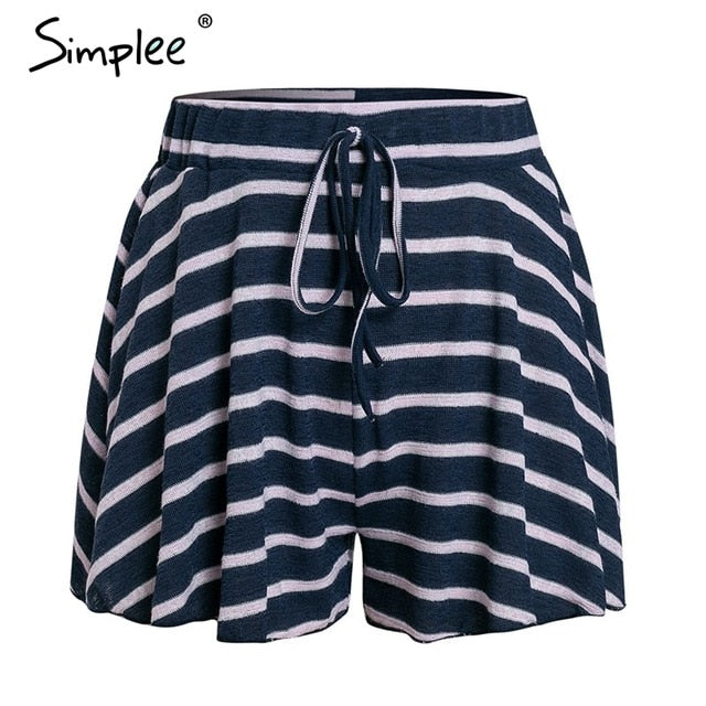 Casual Knitted striped women shorts High waist shorts