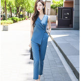 SMTHMA Sleeveless womens Jumpsuits Female High Waist pencil Trousers