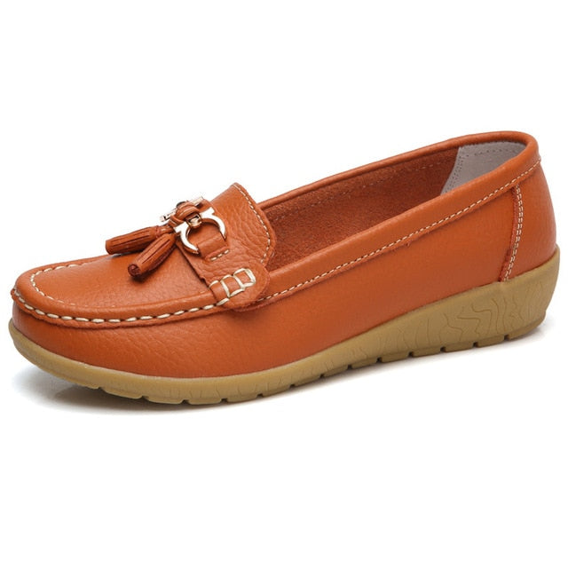 Spring Flats Women Shoes Loafers Genuine Leather Women Flats