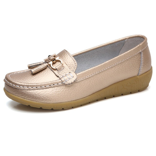 Spring Flats Women Shoes Loafers Genuine Leather Women Flats