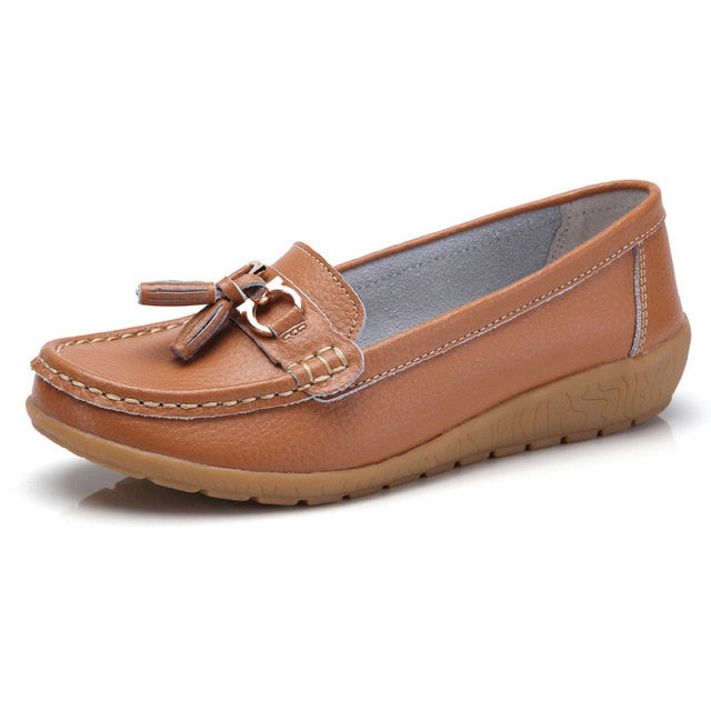 Spring Flats Women Shoes Loafers Genuine Leather Women Flats