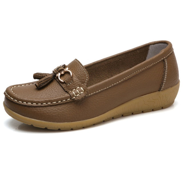 Spring Flats Women Shoes Loafers Genuine Leather Women Flats
