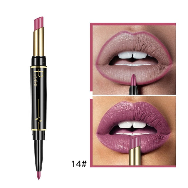 Pudaier Matte Lipstick Lip Liner Pen double end lip makeup