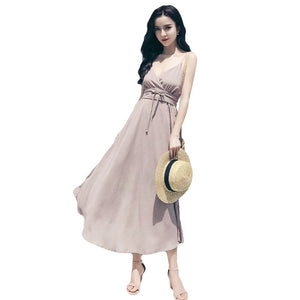 Summer Strap Dress Striped Long Casual