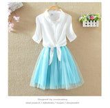 Women Suits Casual Clothing Sets Crop Top Fold Tulle Skirt