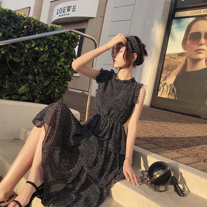 Mishow Chiffon Polka Dot Dress Women Summer Midi bandage Dress