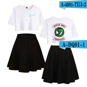 Riverdale Southside Serpents Two Piece Sets Women  Short Sleeve Navel Clothes