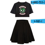 Riverdale Southside Serpents Two Piece Sets Women  Short Sleeve Navel Clothes