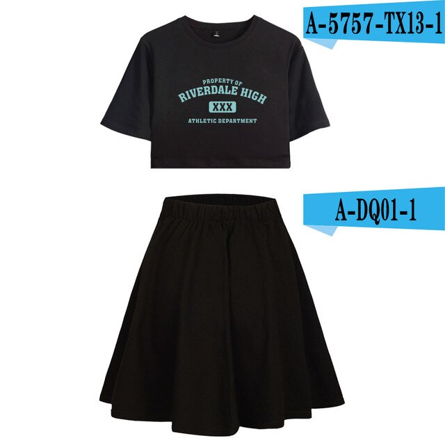 Riverdale Southside Serpents Two Piece Sets Women  Short Sleeve Navel Clothes