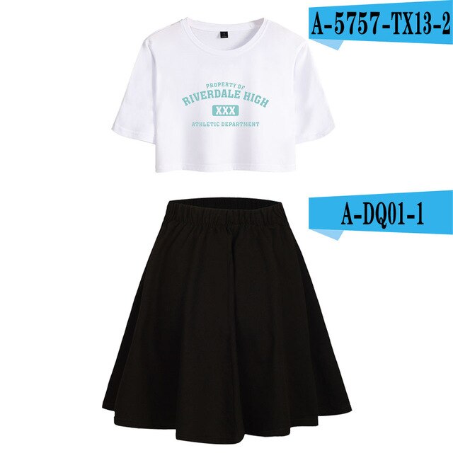 Riverdale Southside Serpents Two Piece Sets Women  Short Sleeve Navel Clothes