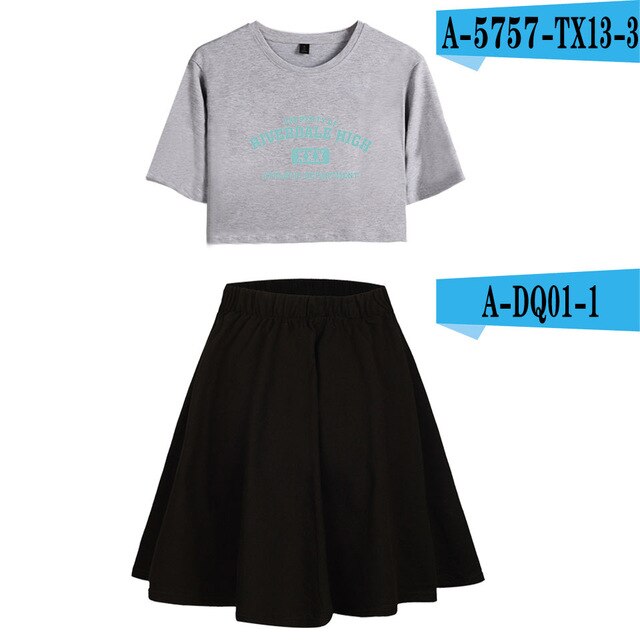 Riverdale Southside Serpents Two Piece Sets Women  Short Sleeve Navel Clothes