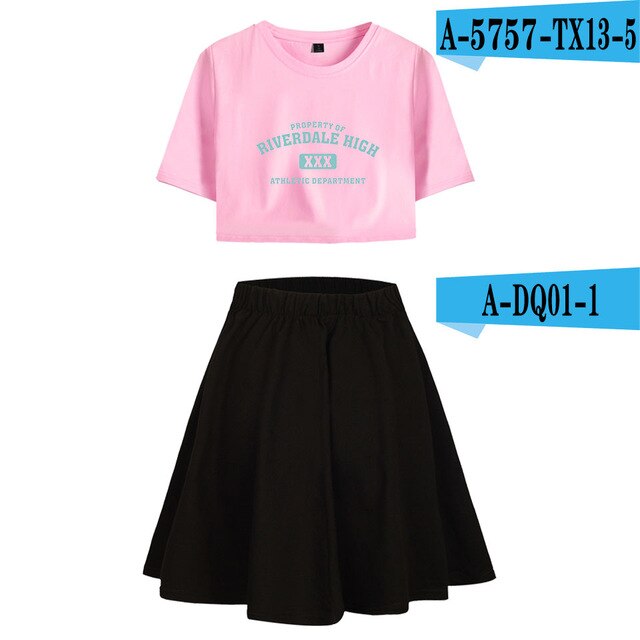 Riverdale Southside Serpents Two Piece Sets Women  Short Sleeve Navel Clothes