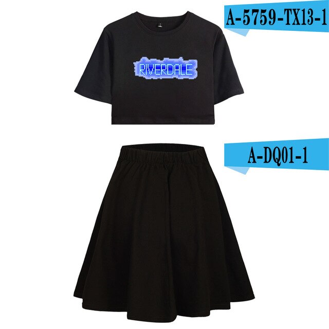 Riverdale Southside Serpents Two Piece Sets Women  Short Sleeve Navel Clothes