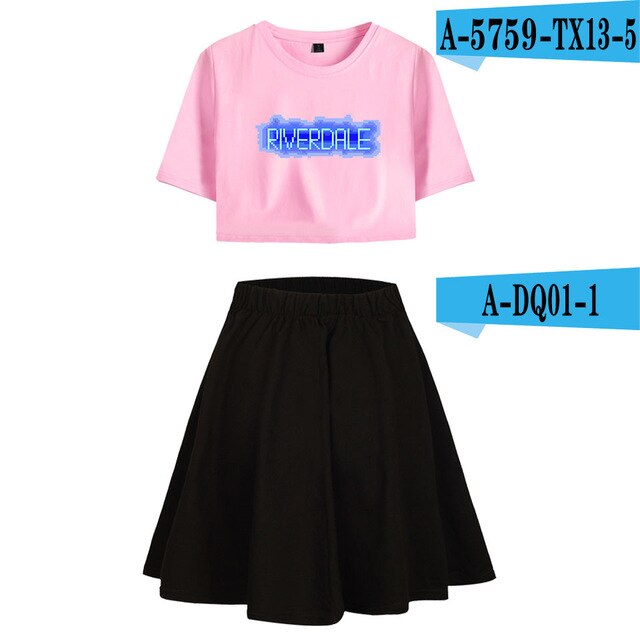 Riverdale Southside Serpents Two Piece Sets Women  Short Sleeve Navel Clothes