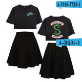 Riverdale Southside Serpents Two Piece Sets Women  Short Sleeve Navel Clothes
