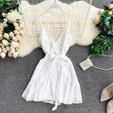 Seaside Vacation Dress V-neck Bobbin Spinning Backless