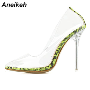 Transparent Pumps Sandals Perspex Heel Stilettos High Heels Point Toes