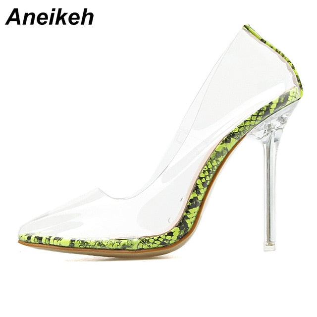 Transparent Pumps Sandals Perspex Heel Stilettos High Heels Point Toes