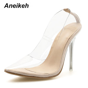 Transparent Pumps Sandals Perspex Heel Stilettos High Heels Point Toes